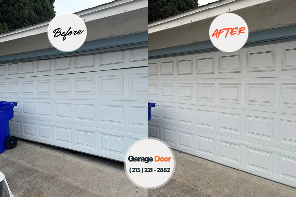 Before and after: garage door repair Yucaipa, CA